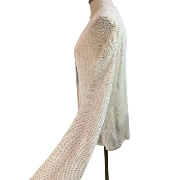 Small J.Crew Women's Loose Knit Linen Sweater Lace Up Neckline Ivory - Picture 4 of 8